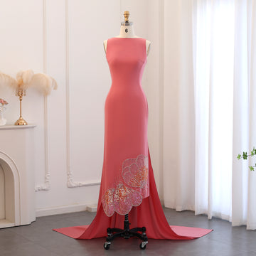 Pink Long Gown - Elegant Sleeveless Design with Floral Embroidery, Perfect for Special Occasions